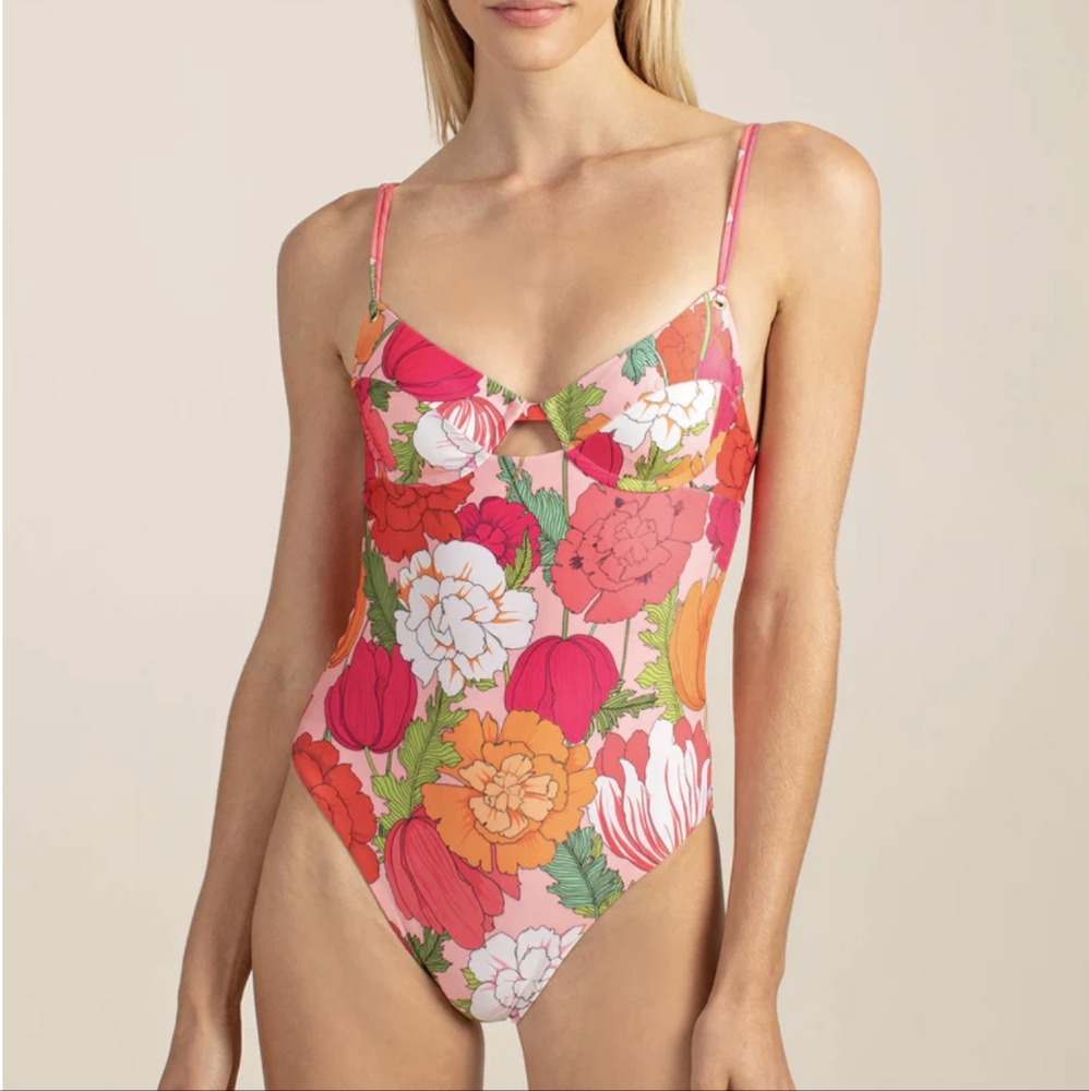 Trina Turk Sunny Bloom Underwire One Piece Swim Suit NWT